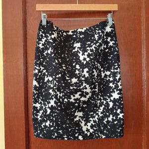 Black & White Floral Pencil Skirt